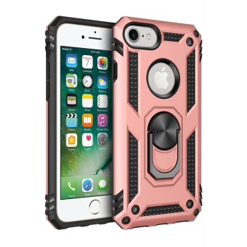 Newface Apple iPhone 7 Kılıf Sofya Yüzüklü Silikon Kapak - Rose
