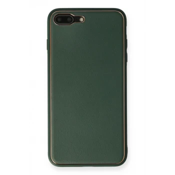Newface Apple iPhone 7 Plus Kılıf Coco Deri Silikon Kapak - Yeşil