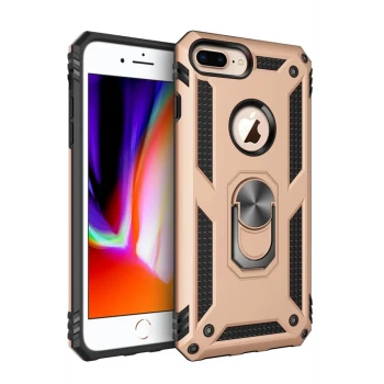 Newface Apple iPhone 7 Plus Kılıf Sofya Yüzüklü Silikon Kapak - Gold