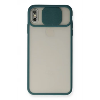 Newface Apple iPhone X Kılıf Palm Buzlu Kamera Sürgülü Silikon - Yeşil