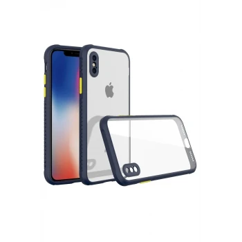 Newface Apple iPhone XS Max Kılıf Miami Şeffaf Silikon - Lacivert