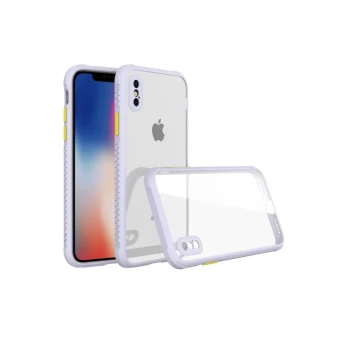 Newface Apple iPhone XS Max Kılıf Miami Şeffaf Silikon - Lila