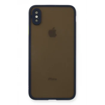Newface Apple iPhone XS Max Kılıf Montreal Silikon Kapak - Lacivert