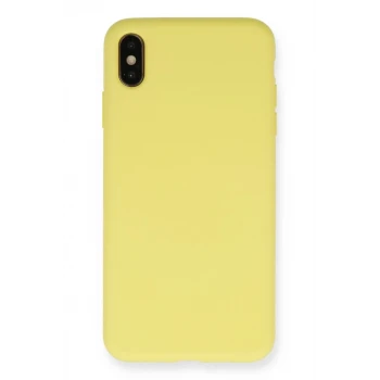 Newface Apple iPhone XS Max Kılıf Nano içi Kadife Silikon - Mat Sarı