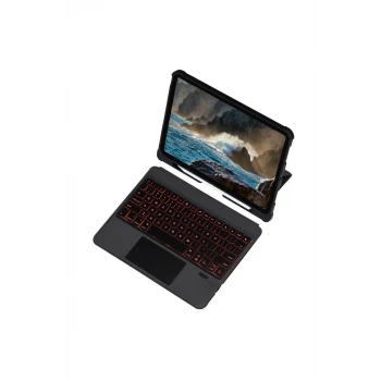 Newface Apple T5209D iPad Pro 12.9 (2021) Kılıf İnter Ledli Klavyeli Tablet Kılıfı - Siyah