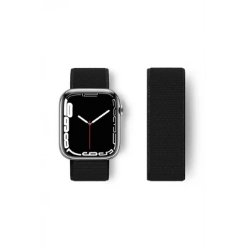 Newface Apple Watch 38mm Hasırlı Cırtcırtlı Kordon - Siyah