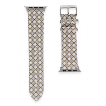 Newface Apple Watch 38mm Karo Motif Kordon - Lila
