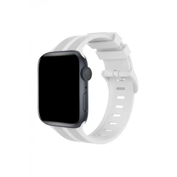 Newface Apple Watch 38mm KR408 Çizgili Silikon Kordon - Beyaz