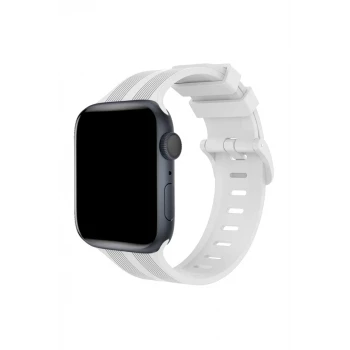 Newface Apple Watch 38mm KR408 Çizgili Silikon Kordon - Beyaz