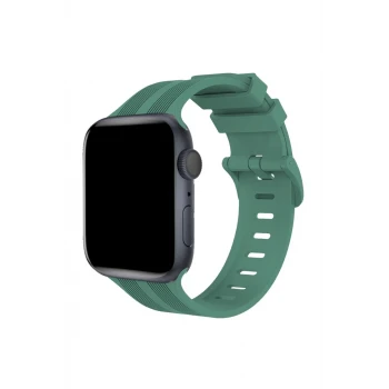 Newface Apple Watch 38mm KR408 Çizgili Silikon Kordon - Yeşil
