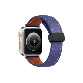 Newface Apple Watch 38mm KR414 Daks Deri Kordon - Lacivert
