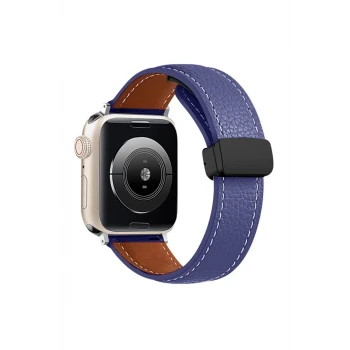 Newface Apple Watch 38mm KR414 Daks Deri Kordon - Lacivert
