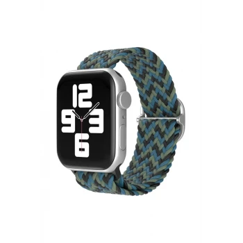 Newface Apple Watch 38mm Star Kordon - Zigzag Mavi-Yeşil