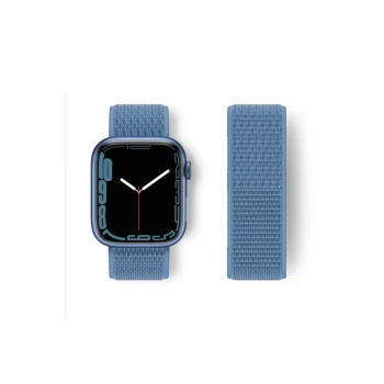 Newface Apple Watch 42mm Hasırlı Cırtcırtlı Kordon - Mavi