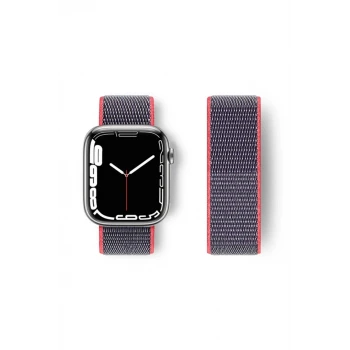 Newface Apple Watch 42mm Hasırlı Cırtcırtlı Kordon - Pembe