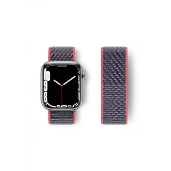 Newface Apple Watch 42mm Hasırlı Cırtcırtlı Kordon - Pembe