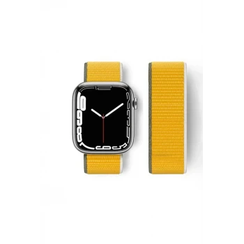 Newface Apple Watch 42mm Hasırlı Cırtcırtlı Kordon - Sarı