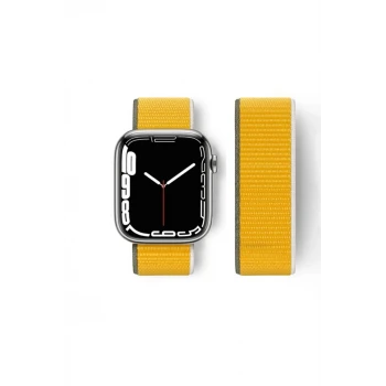 Newface Apple Watch 42mm Hasırlı Cırtcırtlı Kordon - Sarı