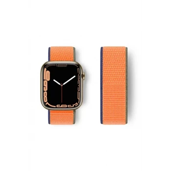 Newface Apple Watch 42mm Hasırlı Cırtcırtlı Kordon - Turuncu