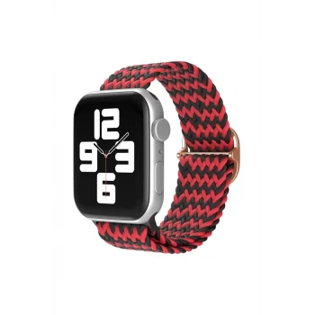 Newface Apple Watch 42mm Star Kordon - Zigzag Kırmızı-Siyah