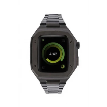 Newface Apple Watch 44mm Metal Petek Kasalı Kordon - Siyah
