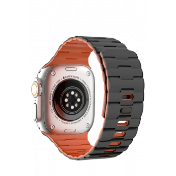 Newface Apple Watch Ultra 49mm Wowen Kordon - Siyah-Turuncu