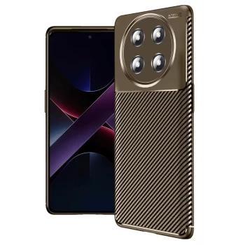 Newface Honor Magic 7 Lite Kılıf Auto Focus Karbon Kapak - Kahverengi
