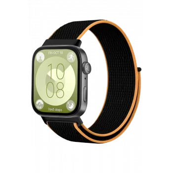 Newface Huawei Fit 4 Hasırlı Cırtcırtlı Kordon - Siyah-Turuncu