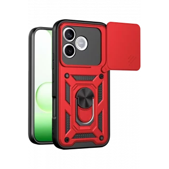 Newface Huawei Honor 600 Lite Pars Lens Yüzüklü Silikon - Kırmızı