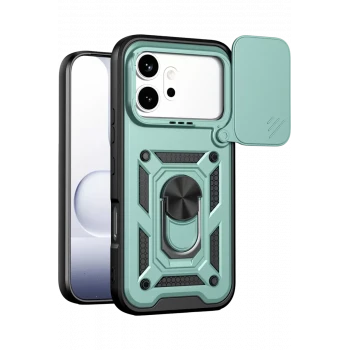 Newface Huawei Honor 600 Pars Lens Yüzüklü Silikon - Yeşil