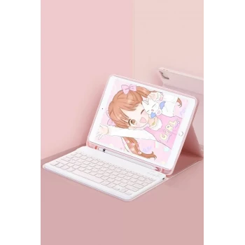 Newface Huawei MatePad SE 11 Kılıf KC01 Smart Klavyeli Tablet Kılıfı - Pembe