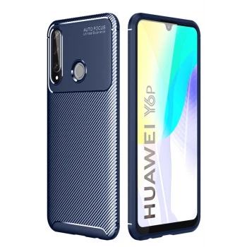 Newface Huawei Y6P Kılıf Auto Focus Karbon Kapak - Lacivert