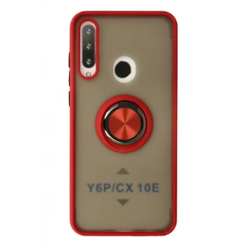 Newface Huawei Y6P Kılıf Montreal Yüzüklü Silikon Kapak - Kırmızı