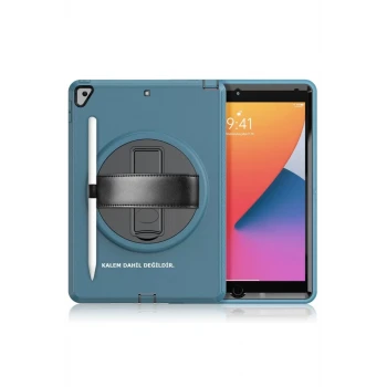 Newface Apple iPad 10.2 (7.nesil) Kılıf Hand Strap Tablet Kılıfı - Turkuaz