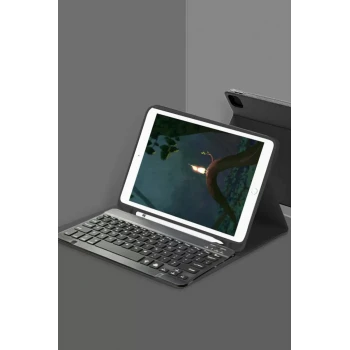 Newface Apple iPad Pro 12.9 (2024) Kılıf KC01 Smart Klavyeli Tablet Kılıfı - Siyah