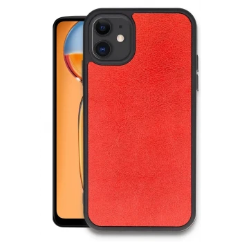 Newface Apple iPhone 11 Kılıf Aras Deri Kapak - Kırmızı