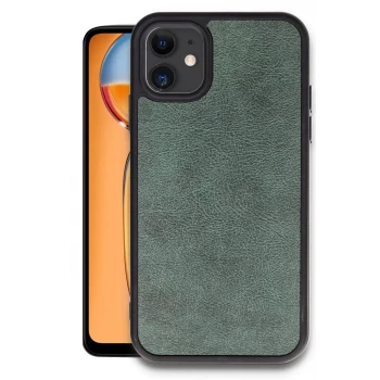 Newface Apple iPhone 11 Kılıf Aras Deri Kapak - Koyu Yeşil