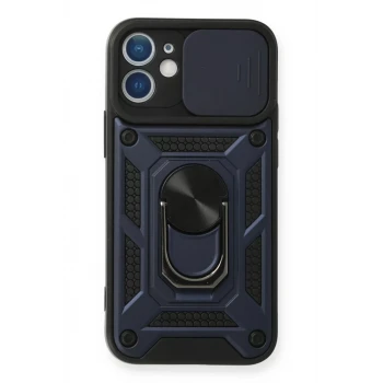 Newface Apple iPhone 11 Kılıf Pars Lens Yüzüklü Silikon - Lacivert