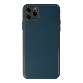 Newface Apple iPhone 11 Pro Kılıf Coco Deri Silikon Kapak - Mavi