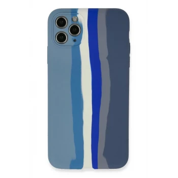 Newface Apple iPhone 11 Pro Kılıf Ebruli Lansman Silikon - Mavi-Gri