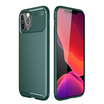 Newface Apple iPhone 11 Pro Max Kılıf Auto Focus Karbon Kapak - Yeşil