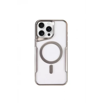 Newface Apple iPhone 11 Pro Max Kılıf Boyi Magsafe Silikon Kapak - Gümüş
