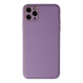 Newface Apple iPhone 11 Pro Max Kılıf Coco Deri Silikon Kapak - Lila