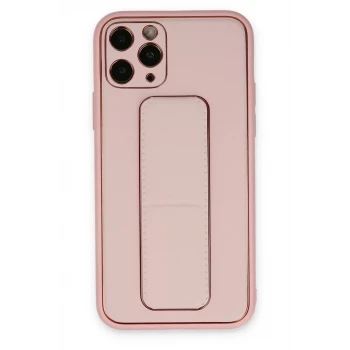 Newface Apple iPhone 11 Pro Max Kılıf Coco Deri Standlı Kapak - Pembe