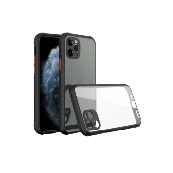 Newface Apple iPhone 11 Pro Max Kılıf Miami Şeffaf Silikon - Siyah