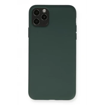 Newface Apple iPhone 11 Pro Max Kılıf Nano içi Kadife Silikon - Koyu Yeşil
