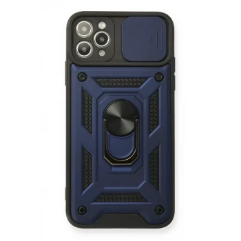 Newface Apple iPhone 11 Pro Max Kılıf Pars Lens Yüzüklü Silikon - Lacivert