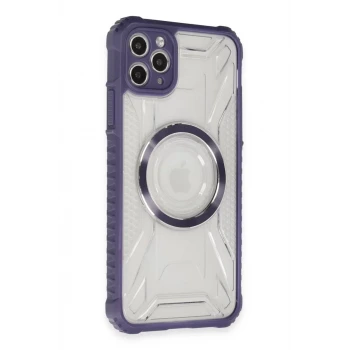 Newface Apple iPhone 11 Pro Max Kılıf Prag Magneticsafe Kapak - Derin Mor