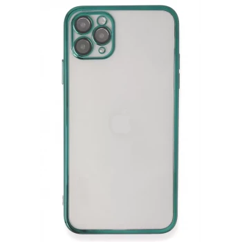Newface Apple iPhone 11 Pro Max Kılıf Razer Lensli Silikon - Yeşil