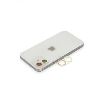 Newface Apple iPhone 11 Renkli Kamera Lens Koruma Cam - Sarı-Turuncu